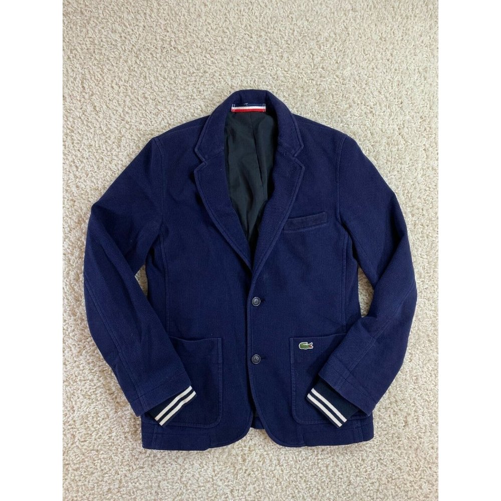 Lacoste Live Mens Sports Coat Blazer Size 50 Navy Blue 100% Cotton